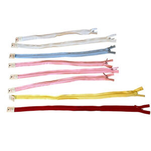 8 Unique YKK Invisible Zippers assortment of colors, 14”-22” Vintage